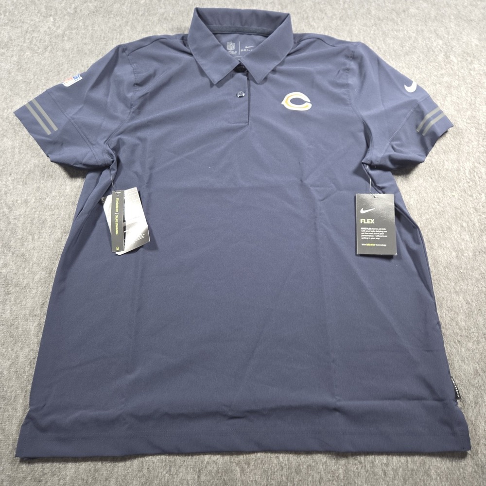 $80 Womens Size L Nike Chicago Bears Sideline Elite Performance Polo Black NEW